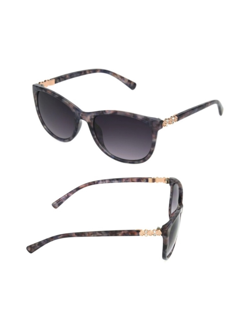 Foster Grant Women's Tortoise Frame Sunglasses with Gold Accents and Gray Lenses